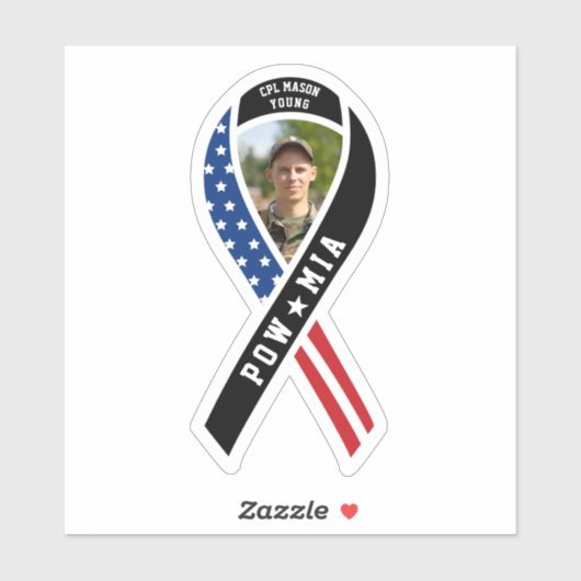 Aangepaste foto van POW/MIA Militaire zwarte lintv Sticker (Vel)