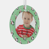 Aangepaste foto van Pute Penguin Pattern Glas Ornament (Voorkant Rechts)