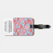 Aangepaste foto van roze flamingos op blauw bagagelabel (Achterkant horizontaal)