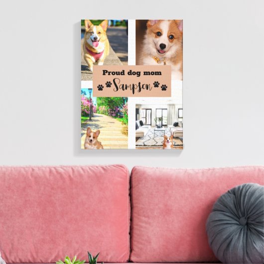 Aangepaste foto van schattige hond en moeder canvas afdruk (Insitu (Woonkamer))