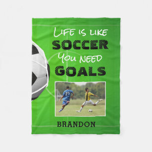 Aangepaste foto van Soccer Inspirerend Quote Fleece Deken