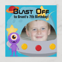 Aangepaste foto van UFO Alien Birthday-uitnodiging