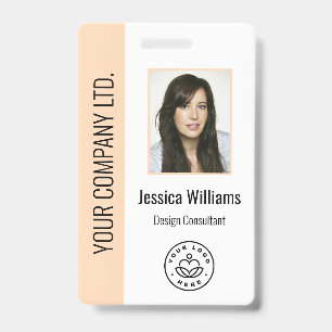 Aangepaste foto van werknemer, streepjescode, logo badge