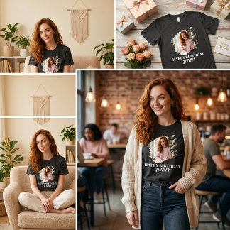 Aangepaste foto verjaardag dames Tri-Blend shirt
