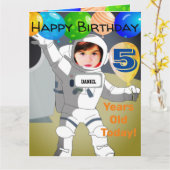 Aangepaste foto Verjaardag Kaart voor 5 jaar oude  (Gele Bloem)