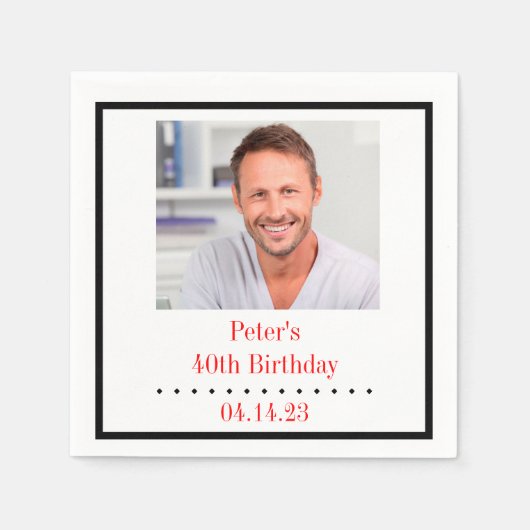 Aangepaste foto verjaardag papieren servet (Voorkant)