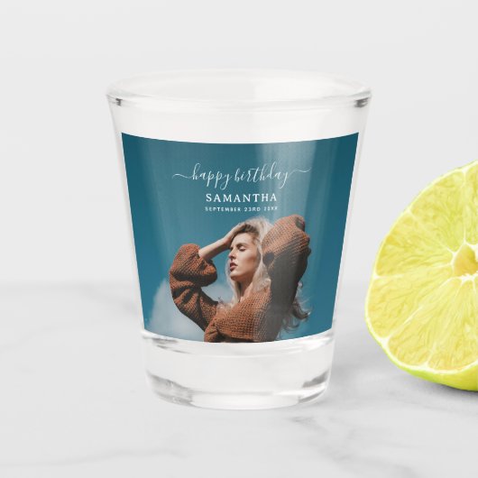 Aangepaste Foto Verjaardagsfeest Selfie Afbeelding Shot Glas (Voorkant)