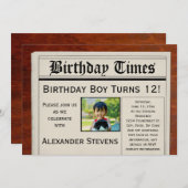 Aangepaste foto Verjaardagsfeest Uitnodiging krant (Voorkant / Achterkant)