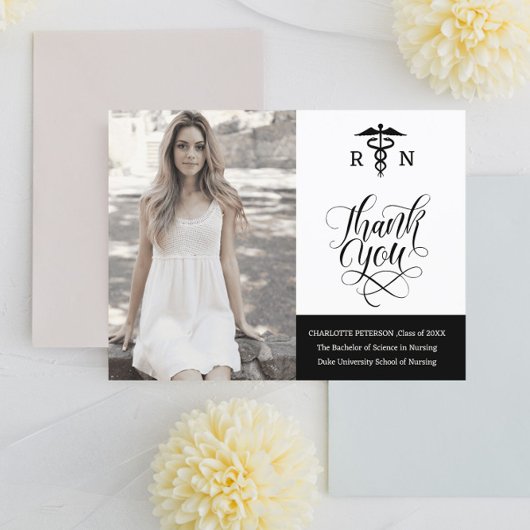 Aangepaste foto verpleegster afstudeerdankjewel briefkaart