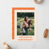 Aangepaste foto Vibrant Retro Maid of Honor Voorst Notitiekaartje (Voorkant / Achterkant in situ)