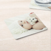 Aangepaste foto vierkante kartonnen onderzetter (Schuin)