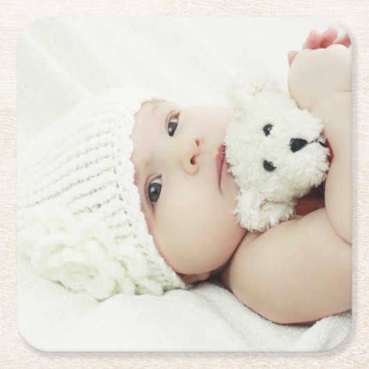 Aangepaste foto vierkante kartonnen onderzetter (Voorkant)