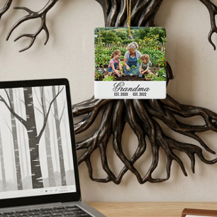 Aangepaste foto vierkante oma familiestuk keramisch ornament