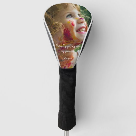 Aangepaste foto virtueel golfen met oma golfheadcover (Voorkant)