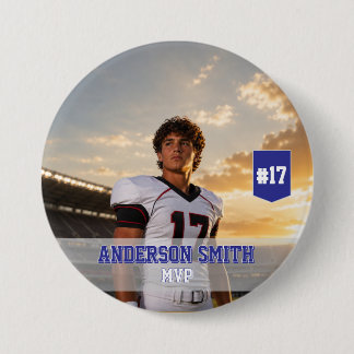 Aangepaste foto voetbal MVP knopspeld Ronde Button 7,6 Cm