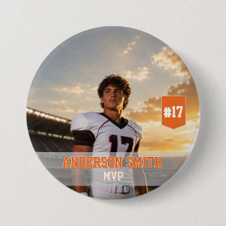 Aangepaste foto voetbal MVP knopspeld Ronde Button 7,6 Cm