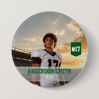 Aangepaste foto voetbal MVP knopspeld Ronde Button 7,6 Cm