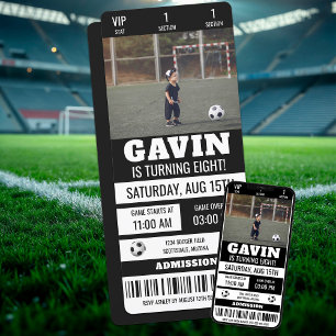 Aangepaste Foto Voetbal Ticket Verjaardagsfeest Kaart