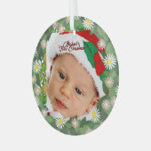 Aangepaste foto voor baby's eerste kerstfeest glas ornament (Voorkant links)