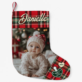 Aangepaste foto voor baby's eerste Kerstmis Kleine Kerstsok