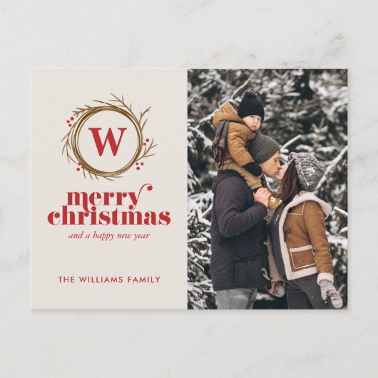 Aangepaste foto voor moderne kerstmis feestdagenkaart (Voorkant)