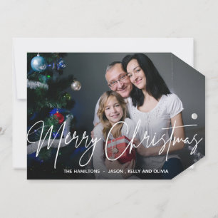 Aangepaste foto  Vrolijk kerstfeest-Label Feestdagenkaart