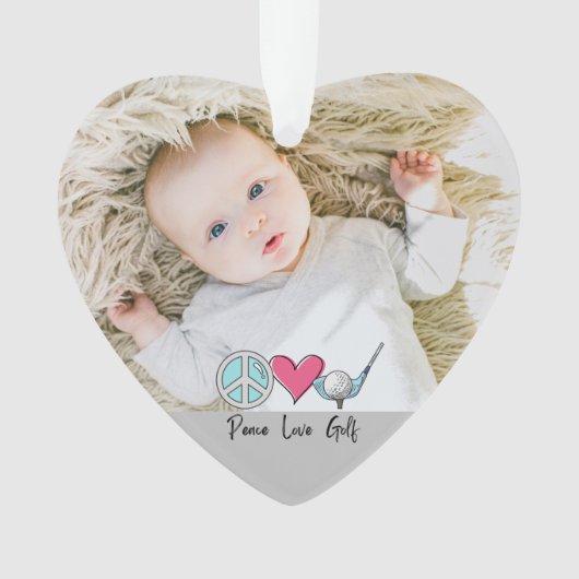 Aangepaste foto Vrouw Oma Moeder Vrede Liefde Golf Ornament (voorkant)