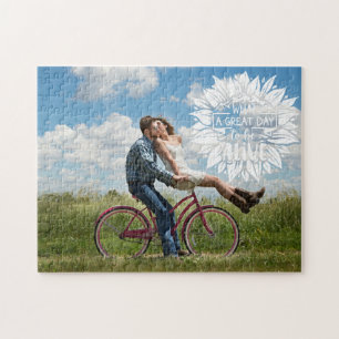 Aangepaste foto Wat een geweldige dag om te leve Legpuzzel