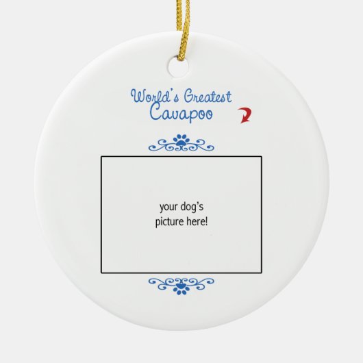 Aangepaste foto! Wereld grootste Cavapoo Keramisch Ornament (Voorkant)