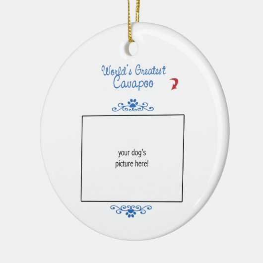 Aangepaste foto! Wereld grootste Cavapoo Keramisch Ornament (Links)