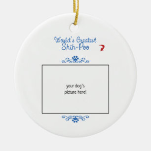 Aangepaste foto! Wereldwijd de grootste Shih-Poo Keramisch Ornament