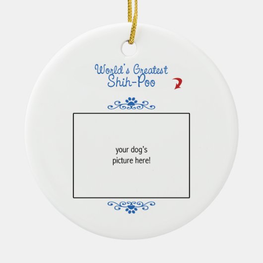 Aangepaste foto! Wereldwijd de grootste Shih-Poo Keramisch Ornament (Voorkant)