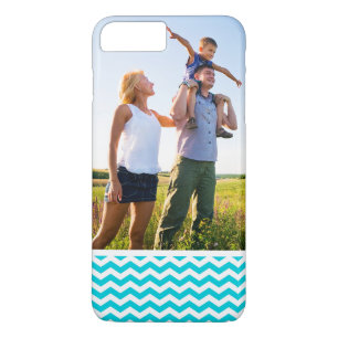 Aangepaste foto White en Aqua Zig Zag Pattern iPhone 8 Plus / 7 Plus Hoesje