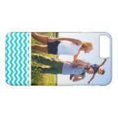 Aangepaste foto White en Aqua Zig Zag Pattern Case-Mate iPhone Case (Achterkant (Horizontaal))