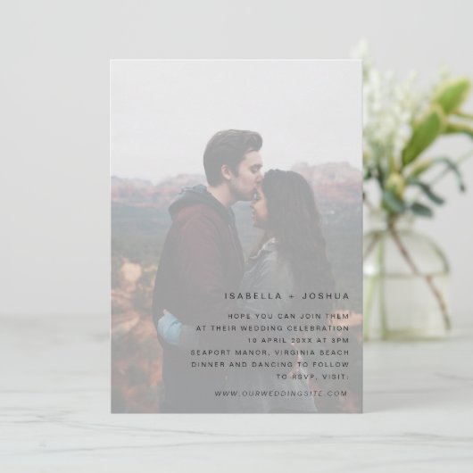 Aangepaste foto White Simple Weduwen Invitation Kaart (Staand voorkant)