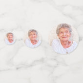 Aangepaste foto Zilveren Glitter Drip 90th Birthda Confetti (Achterkanten)