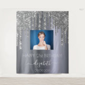 Aangepaste foto zilverglitter-glazen op feestdag wandkleed (Voorkant)