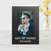 Aangepaste Foto Zwart 40e Verjaardag Kaart (Gele Bloem)