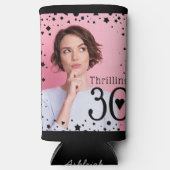 Aangepaste foto Zwart Roze Confetti 30th Verjaarda (Voorkant)