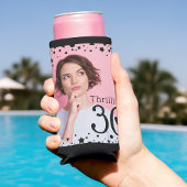 Aangepaste foto Zwart Roze Confetti 30th Verjaarda