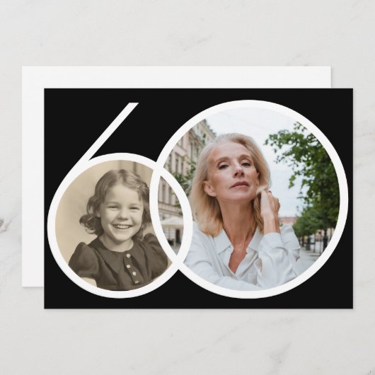 Aangepaste Foto Zwart Wit 60ste Verjaardag Kaart (Voorkant / Achterkant)
