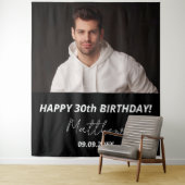 Aangepaste foto zwart wit man 30e verjaardag wandkleed (In situ)