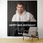 Aangepaste foto zwart wit man 40e verjaardag wandkleed (In situ)