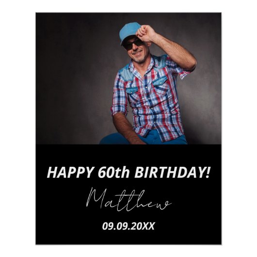 Aangepaste foto zwart wit man 60e verjaardag perfect poster (Voorkant)