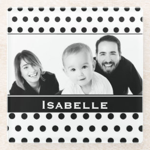 Aangepaste foto zwart-wit poka glazen onderzetter