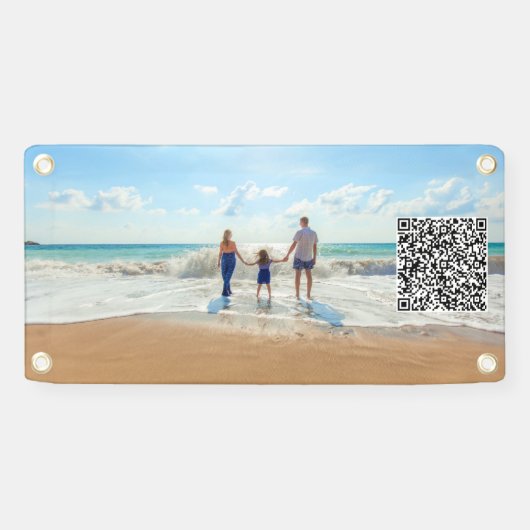 Aangepaste fotobanner met QR-code Spandoek (Horizontaal)