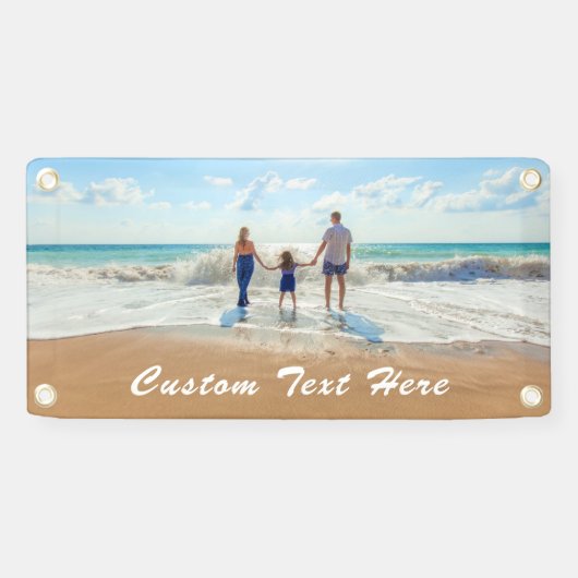 Aangepaste fotobanner met tekst gepersonaliseerd spandoek (Horizontaal)