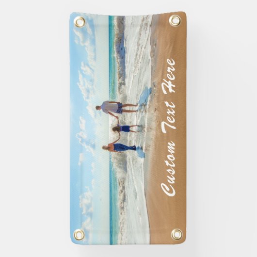Aangepaste fotobanner met tekst gepersonaliseerd spandoek (Verticaal)