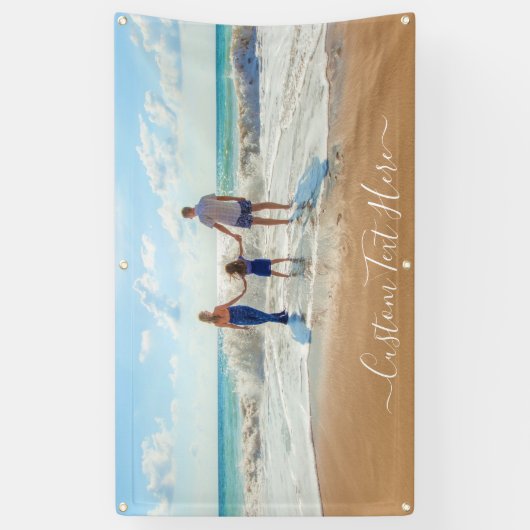 Aangepaste fotobanner met tekst spandoek (Verticaal)