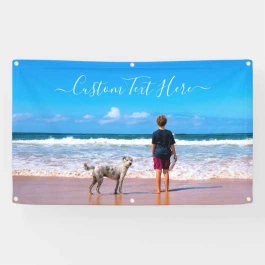 Aangepaste fotobanner met uw foto en tekst spandoek (Horizontaal)
